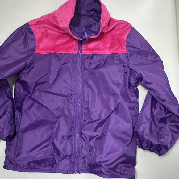 OshKosh B'gosh Girls Jacket Reversible Windbreaker Fuzzy Pink Purple Cute 5 - Picture 6 of 8
